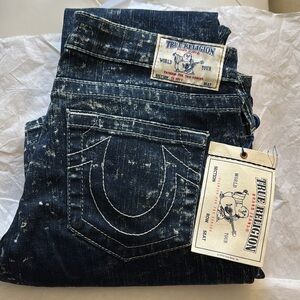 RARE TRUE RELIGION SKINNY ACID WASH WOMENS Blue Denim Jeans SIZE 30